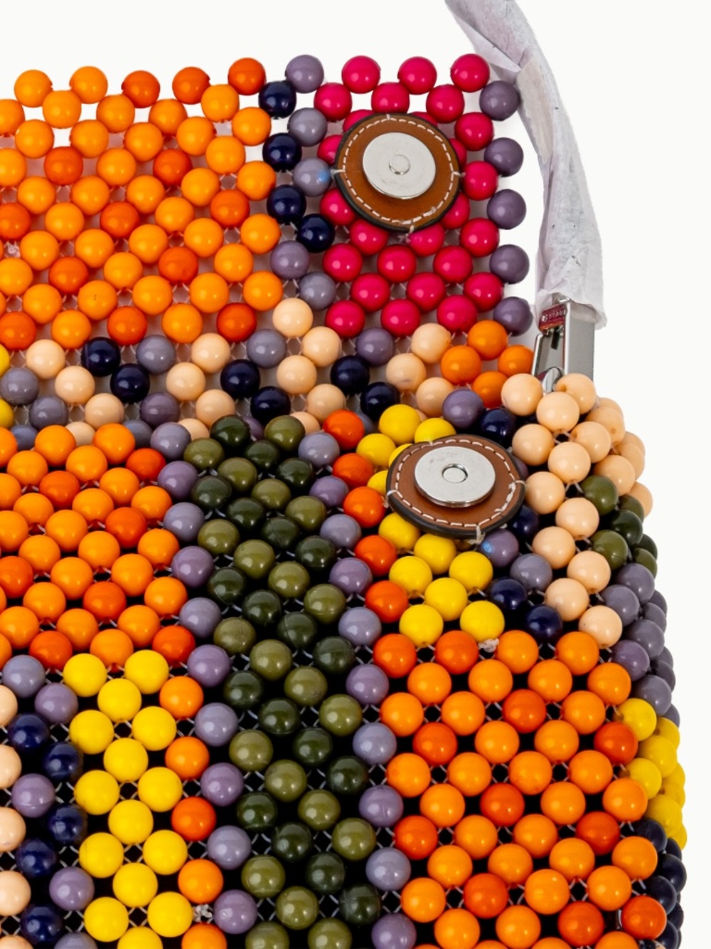 STAUD Multicolor Beaded Shoulder Bag — Pink, Orange, Yellow, Blue, Green, Cream. - Picture 13 of 16